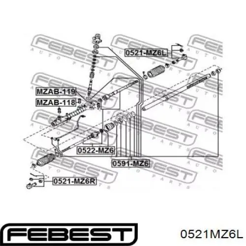 Наконечник рулевой тяги Febest 0521MZ6L