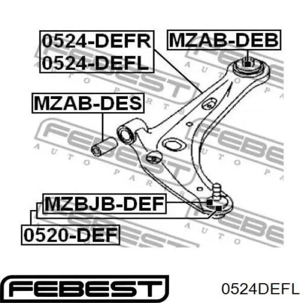 Купить 0524DEFL Febest Рычаг передней подвески левый