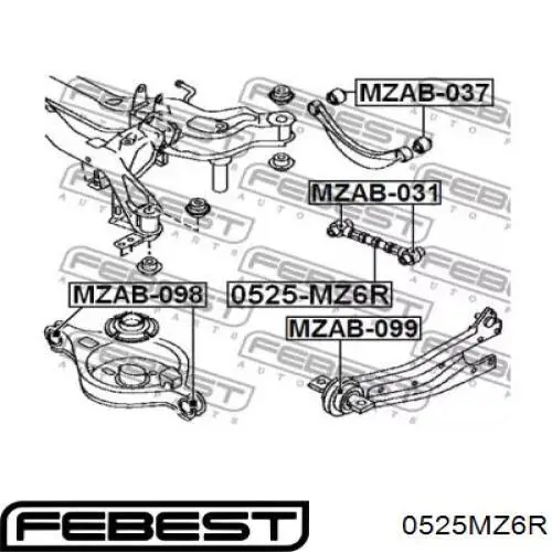 Купить 0525MZ6R Febest Тяга поперечная задней подвески