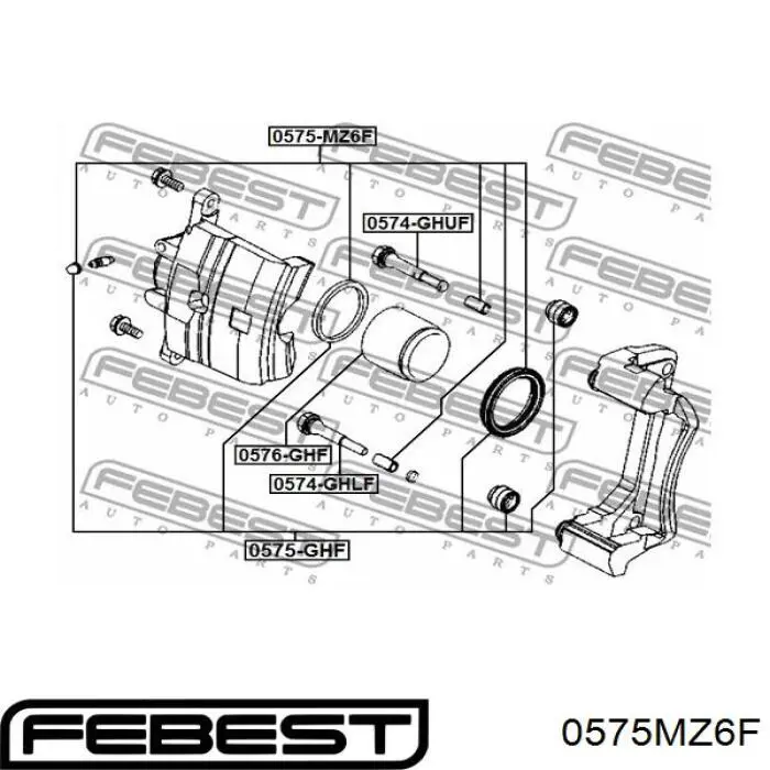 Купить 0575MZ6F Febest Ремкомплект переднего суппорта