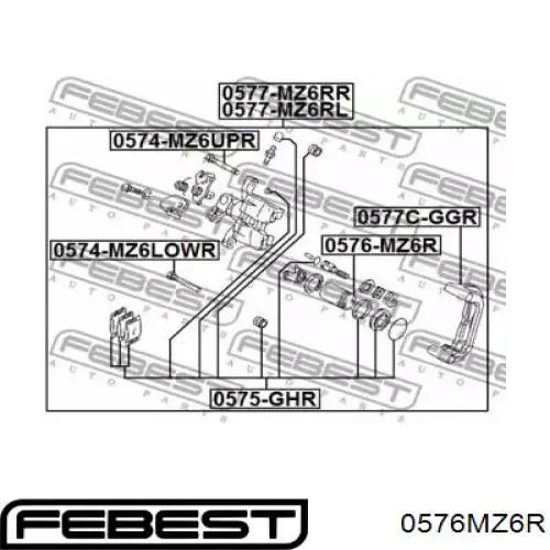 Купить 0576MZ6R Febest Поршень суппорта тормозного заднего