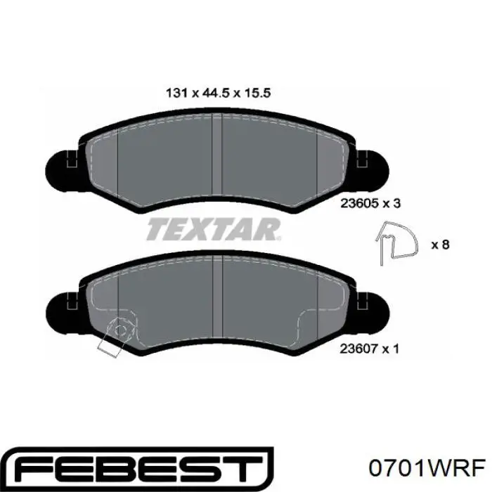 Купить 0701WRF Febest Колодки тормозные