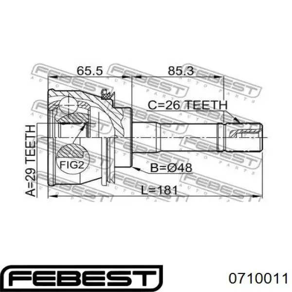 ШРУС наружный передний 0710011 Febest