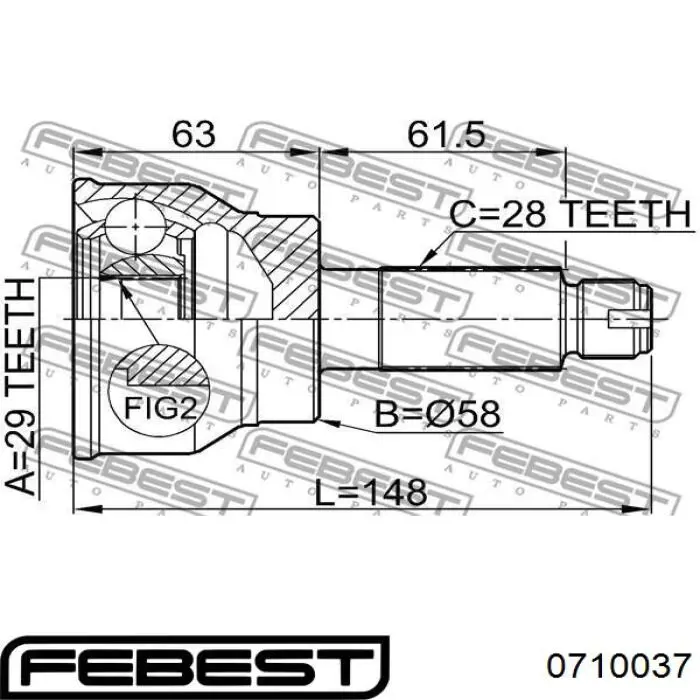 ШРУС наружный передний 0710037 Febest