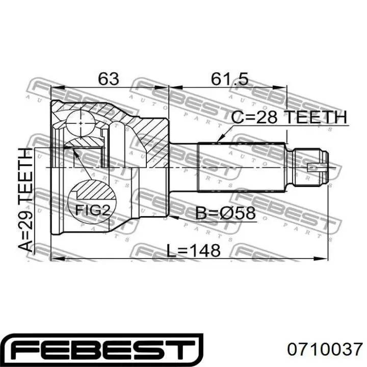 ШРУС наружный Febest 0710037