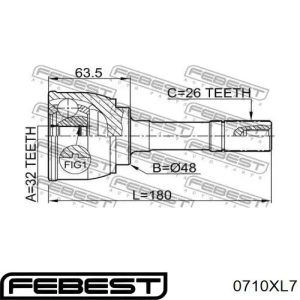 ШРУС наружный передний 0710XL7 Febest