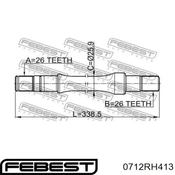 Semieje de transmisión intermedio 0712RH413 Febest