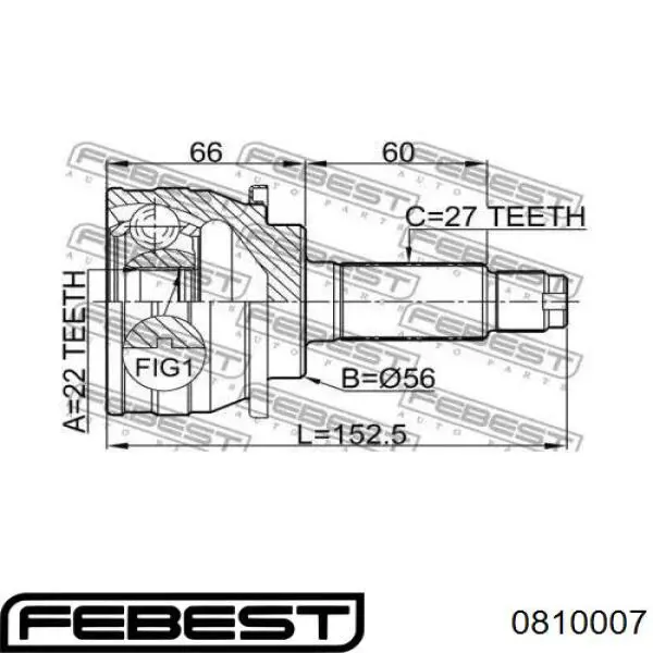 ШРУС наружный передний 0810007 Febest