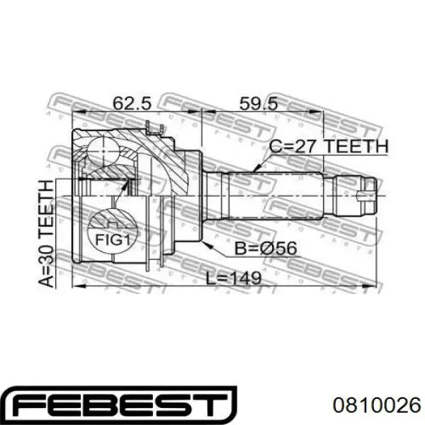 Купить 0810026 Febest Внешняя граната