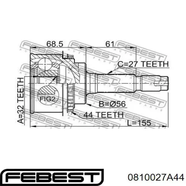 Граната колесная Febest 0810027A44 цена, от 30.42 USD