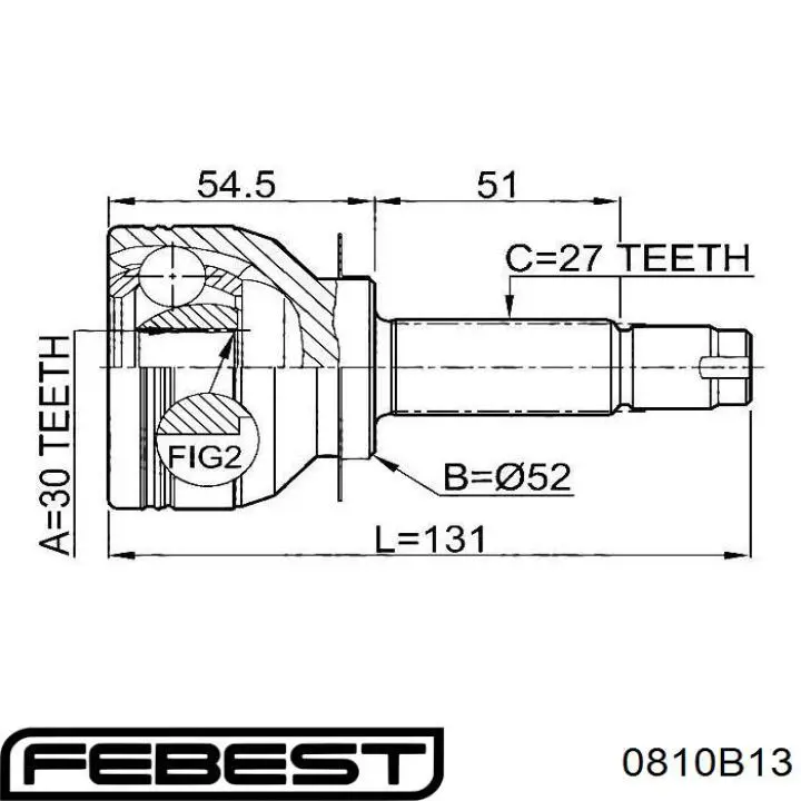 ШРУС наружный передний 0810B13 Febest