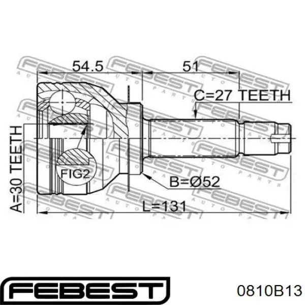Купить 0810B13 Febest Внешняя граната