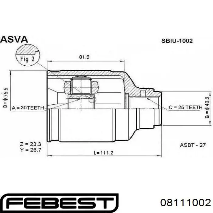 Внутренняя граната Febest 08111002