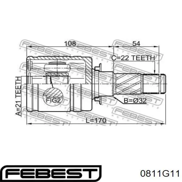 Купить 0811G11 Febest Шрус внутренний левый