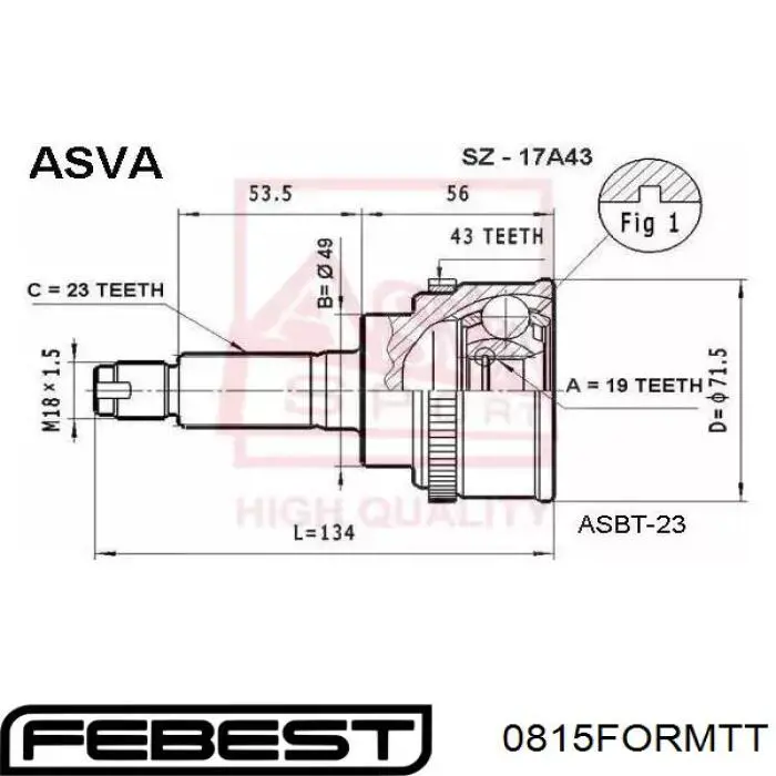 Пыльник ШРУСа внутренний, передней полуоси Febest 0815FORMTT