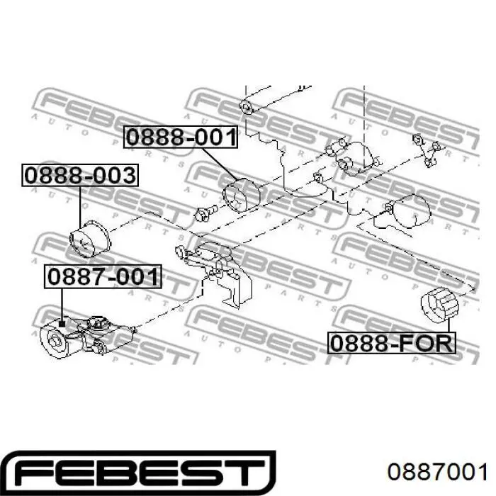 Купить 0887001 Febest Ролик натяжителя газораспределительного ремня