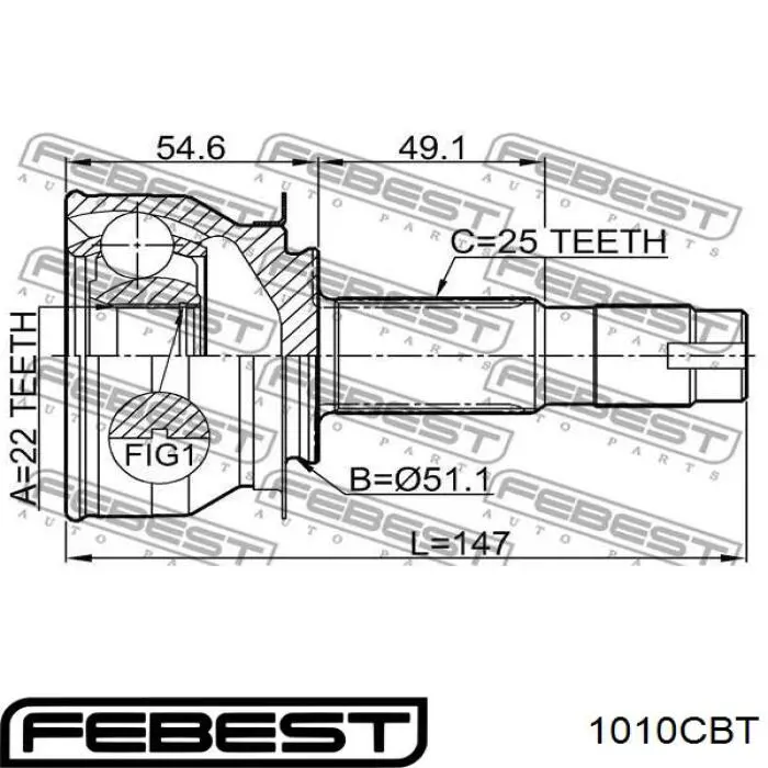 Граната колесная Febest 1010CBT цена, от 66.95 USD