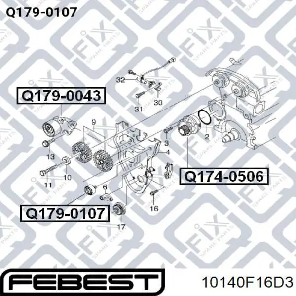 Ремень ГРМ 10140F16D3 Febest