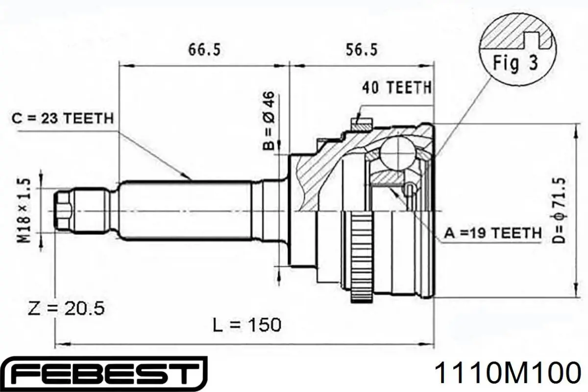 ШРУС наружный передний 1110M100 Febest