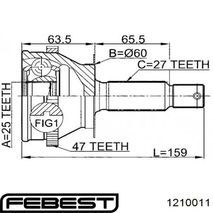 Купить 1210011 Febest Внешняя граната
