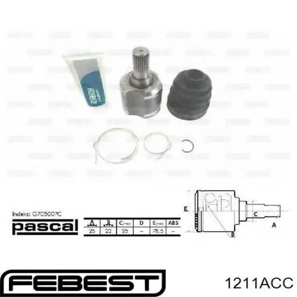 Junta homocinética interior delantera 1211ACC Febest