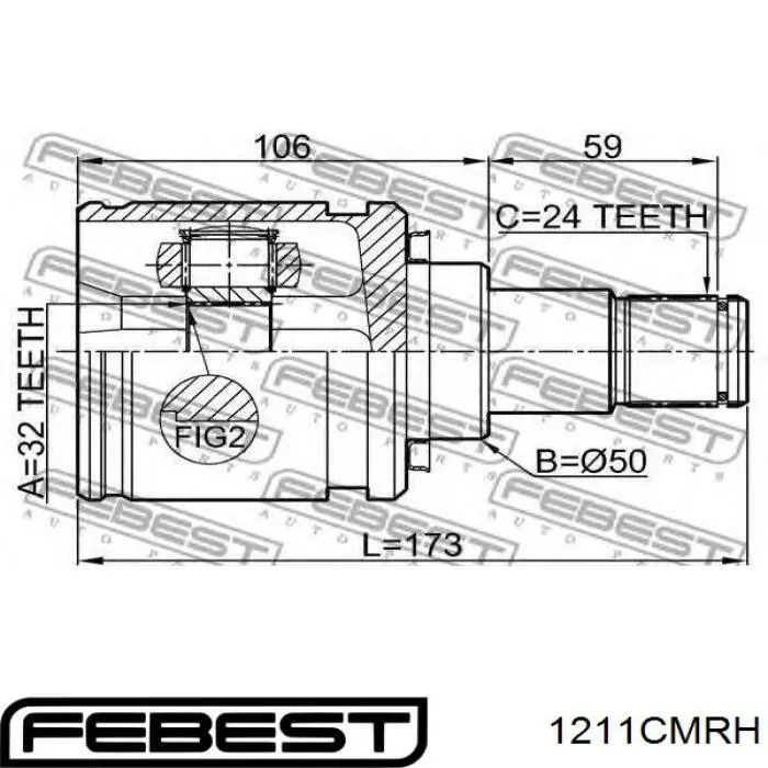 Шарнир угловых скоростей внутренний задний Febest 1211CMRH цена, от 117.33 USD