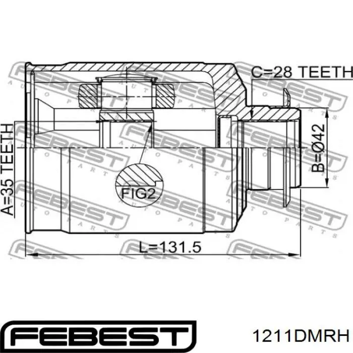 Купить 1211DMRH Febest Шарнир угловых скоростей передний правый