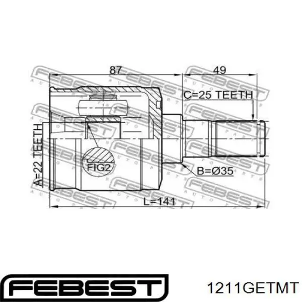 Купить 1211GETMT Febest ШРУС внутренний