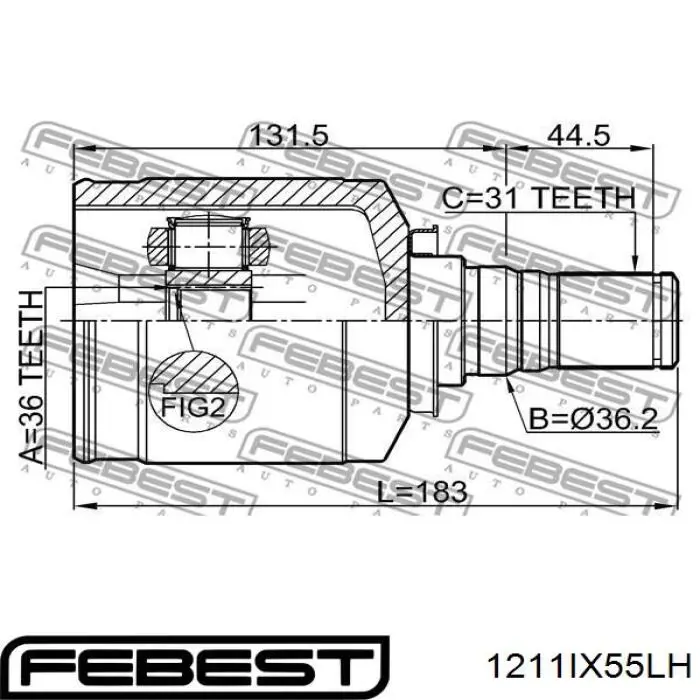 Купить 1211IX55LH Febest Шрус внутренний левый
