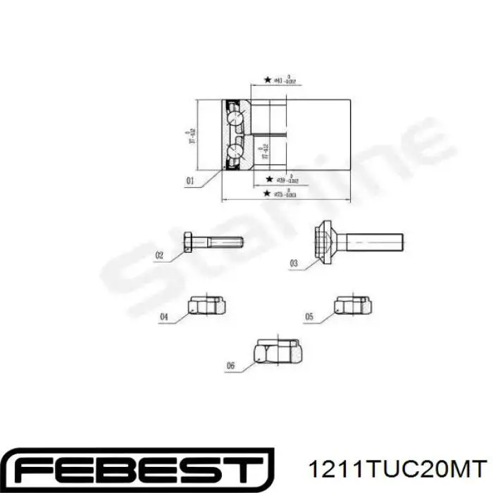 Купить 1211TUC20MT Febest ШРУС внутренний