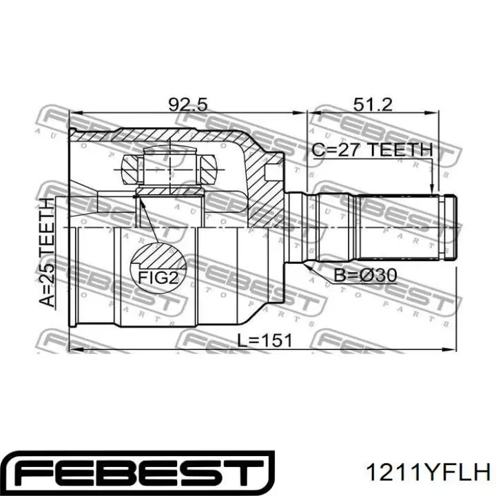 Купить 1211YFLH Febest ШРУС внутренний