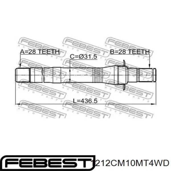 Вал привода полуоси 1212CM10MT4WD Febest