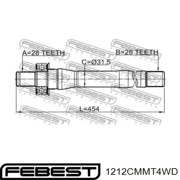 Вал привода полуоси 1212CMMT4WD Febest