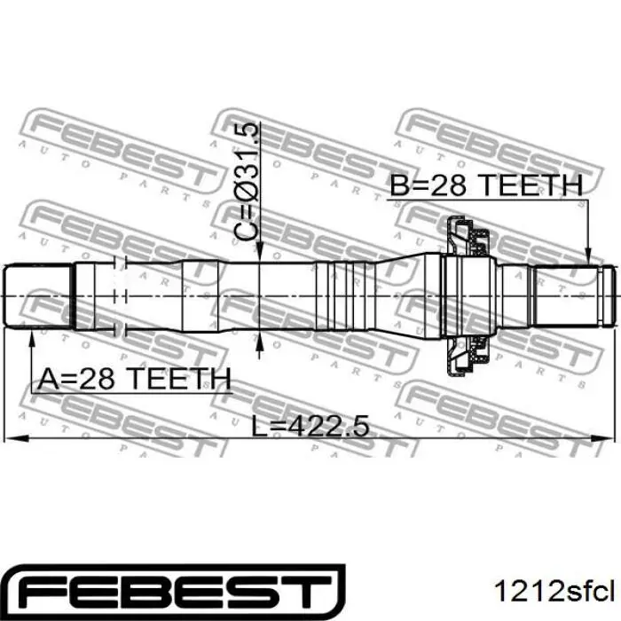 Вал привода полуоси промежуточный FEBEST 1212SFCL