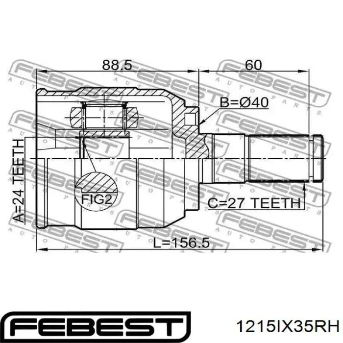 Купить 1215IX35RH Febest Пыльник гранаты внутренний, передней полуоси