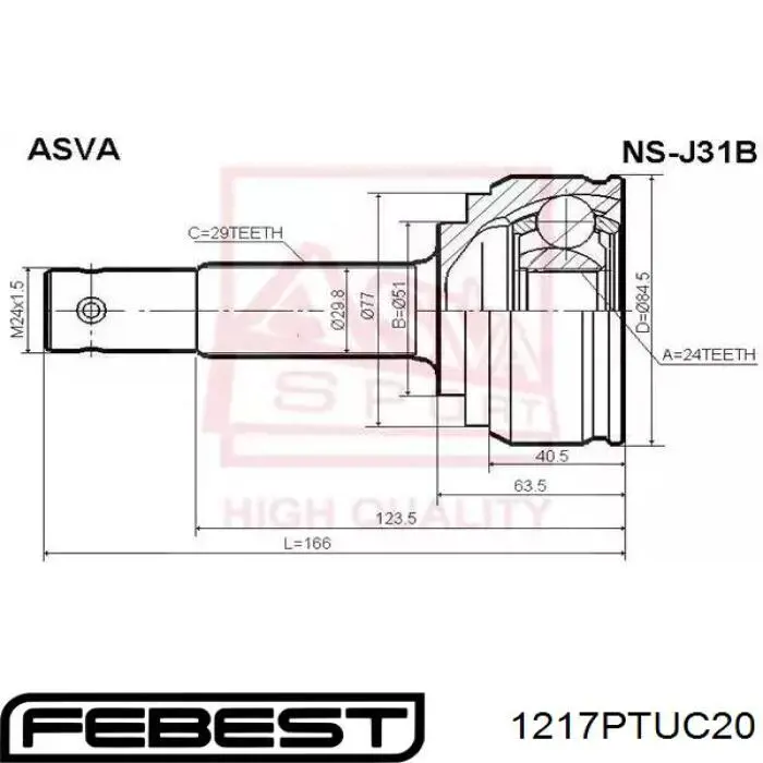 Пыльник ШРУСа наружный 1217PTUC20 Febest