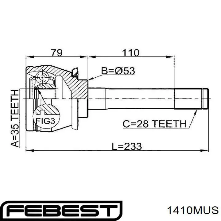 Граната колесная Febest 1410MUS цена, от 70.88 USD