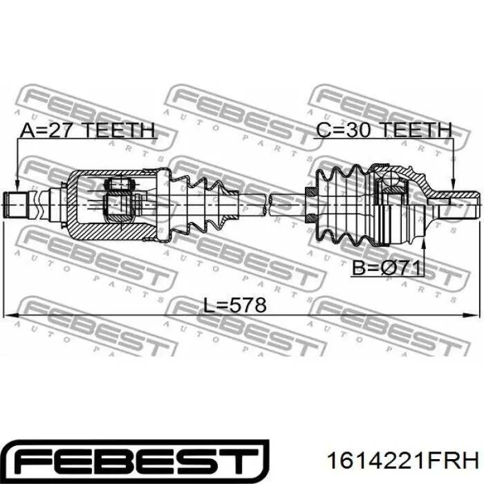 Полуось (привод) передняя правая 1614221FRH Febest