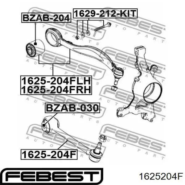 Купить 1625204F Febest Рычаг передней подвески нижний левый/правый