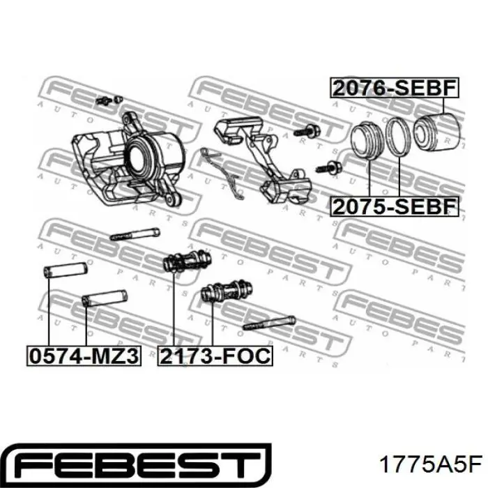 Ремкомплект тормозного суппорта переднего Febest 1775A5F