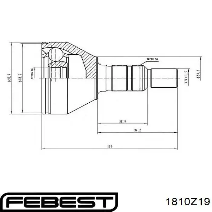 Купить 1810Z19 Febest Внешняя граната