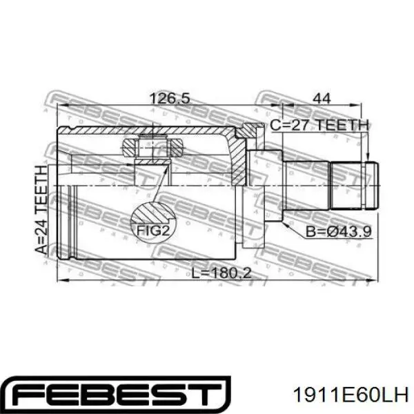 Junta homocinética interior delantera izquierda 1911E60LH Febest