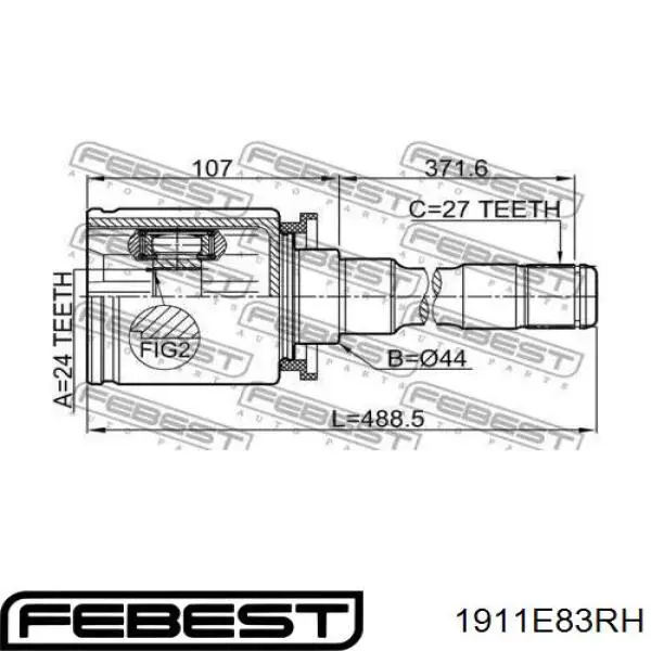 ШРУС внутренний передний правый 492783 Maxgear