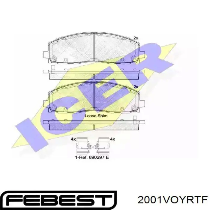 Купить 2001VOYRTF Febest Колодки тормозные