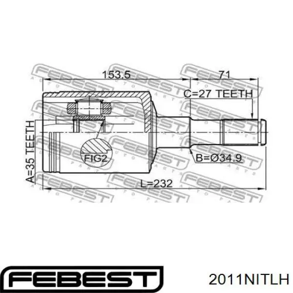 Шрус внутренний левый 2011NITLH Febest