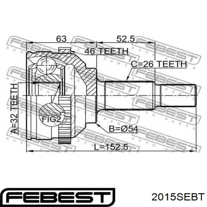 Купить 2015SEBT Febest Пыльник гранаты внутренний, передней полуоси
