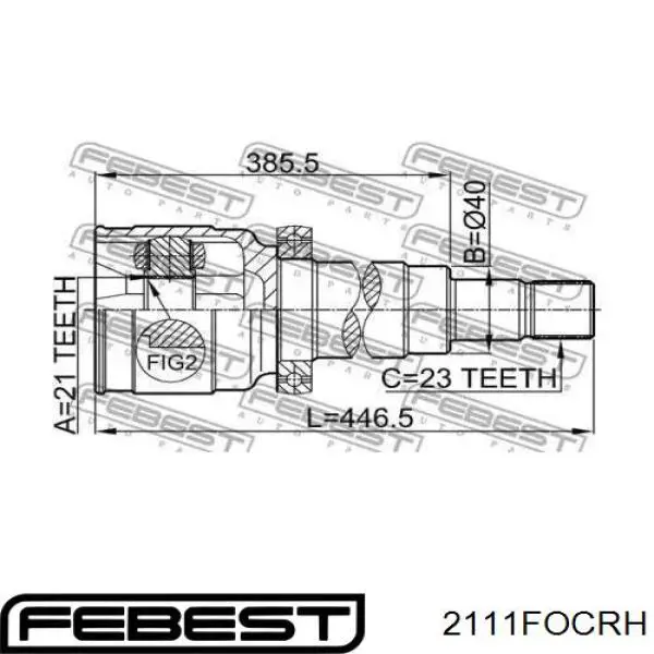 ШРУС внутренний передний правый 2111FOCRH Febest