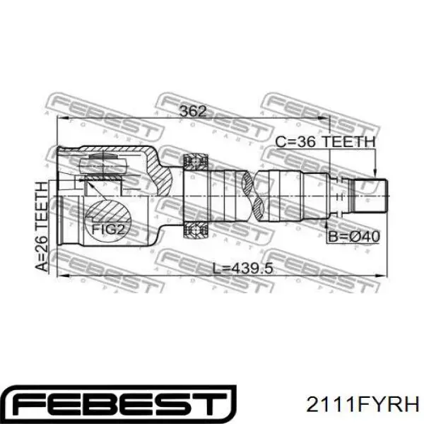 ШРУС внутренний передний правый 2111FYRH Febest