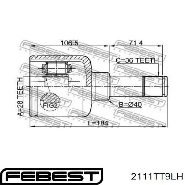 Купить 2111TT9LH Febest Шрус внутренний левый