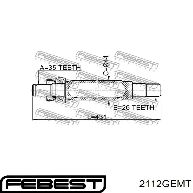 Вал привода полуоси 2112GEMT Febest